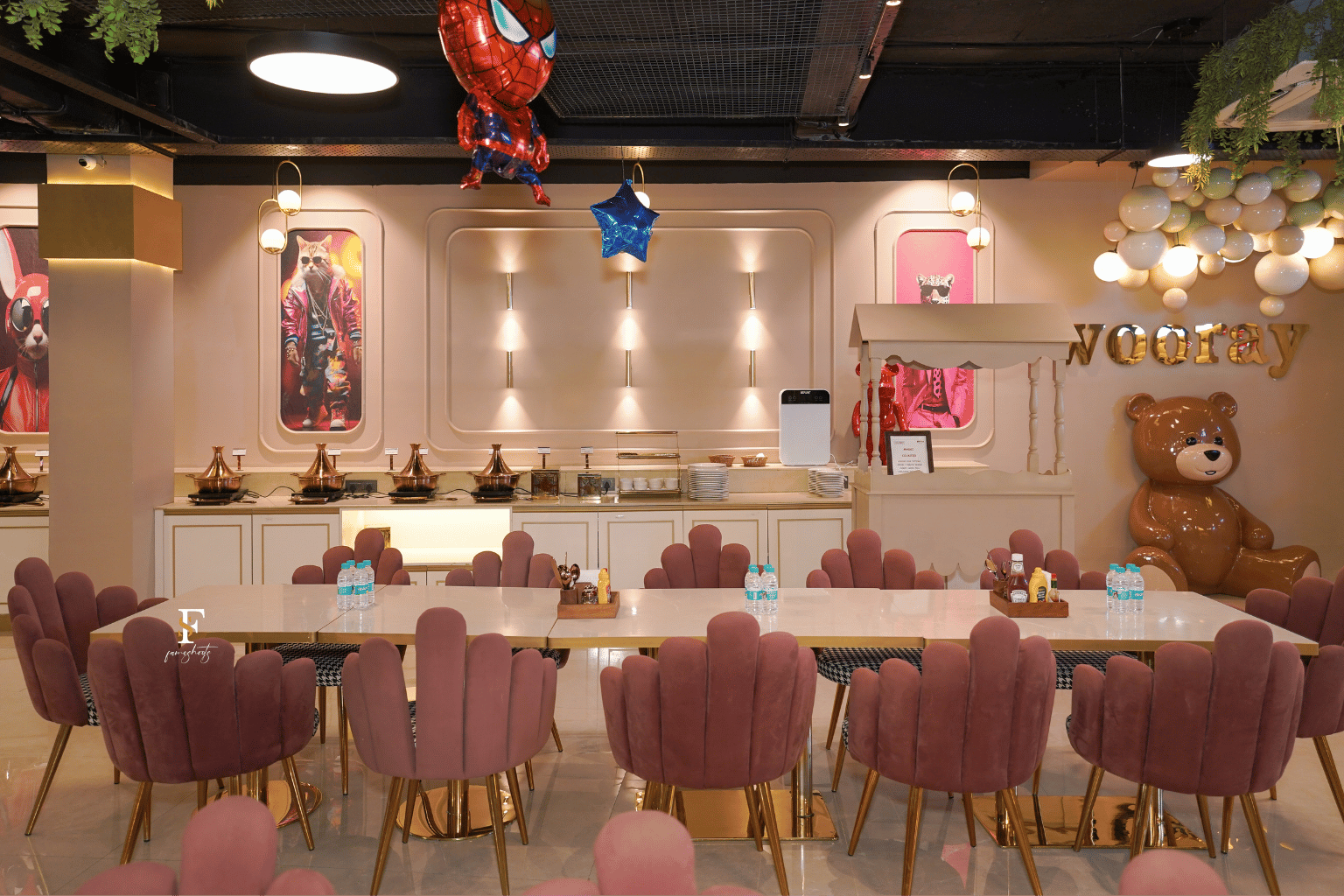 Wooray's beautifully styled interior, set up for a family game corner